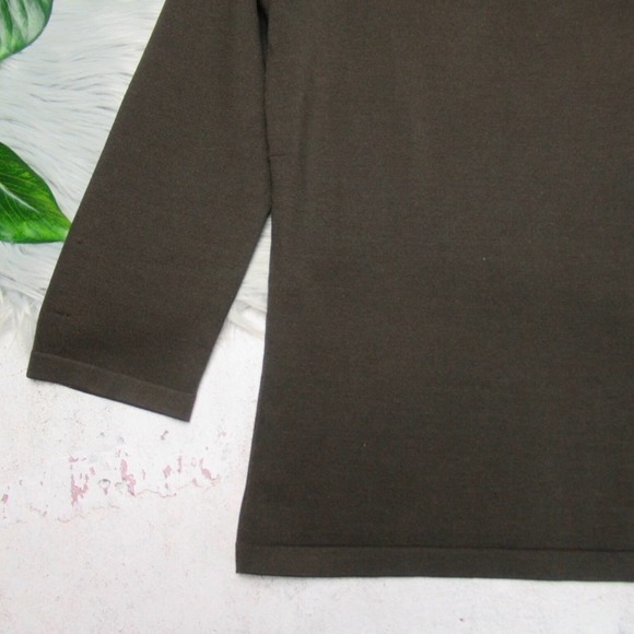 CARLISLE Brown Silk Blend Scoop Neck 3/4 Sleeve Knit Top Tee Womens Size Small - Picture 3 of 11